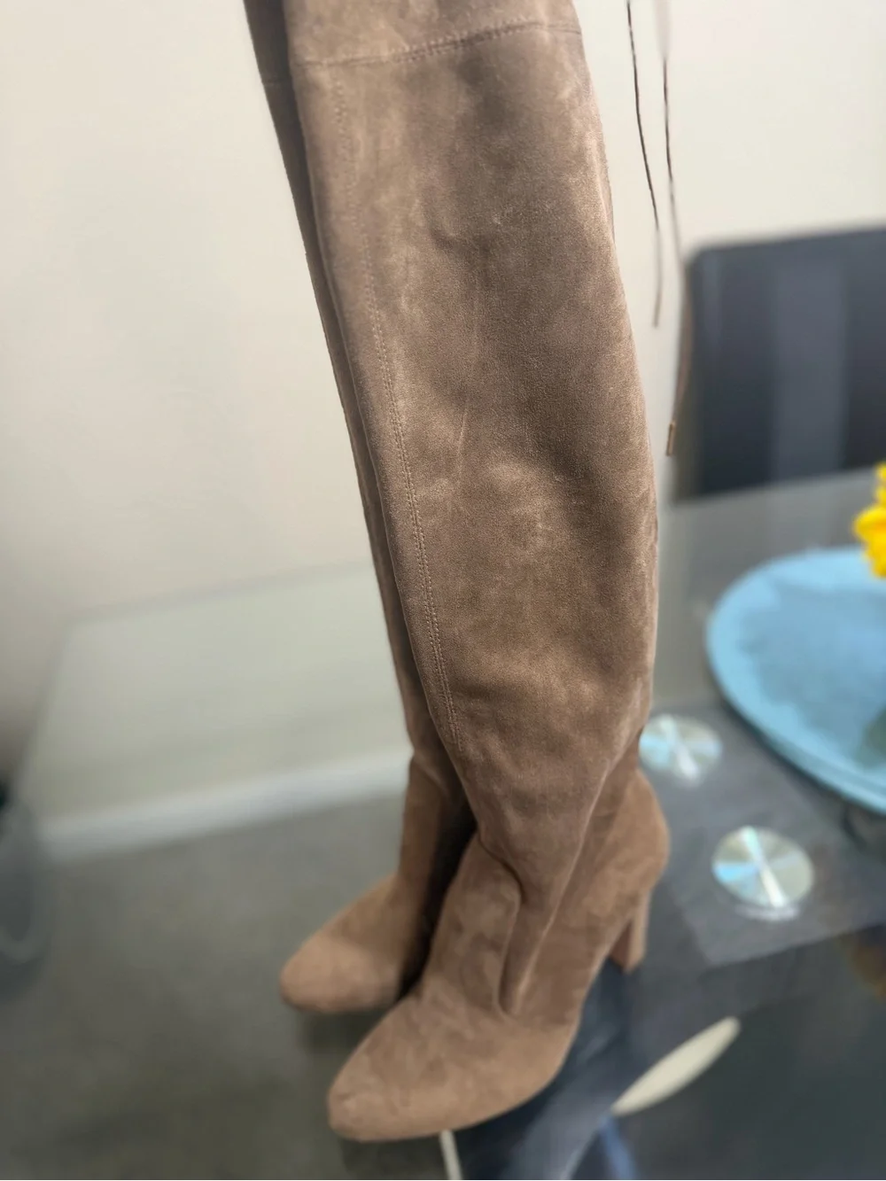 Women's Over-The-Knee Suede Block Heel Boots - Brown